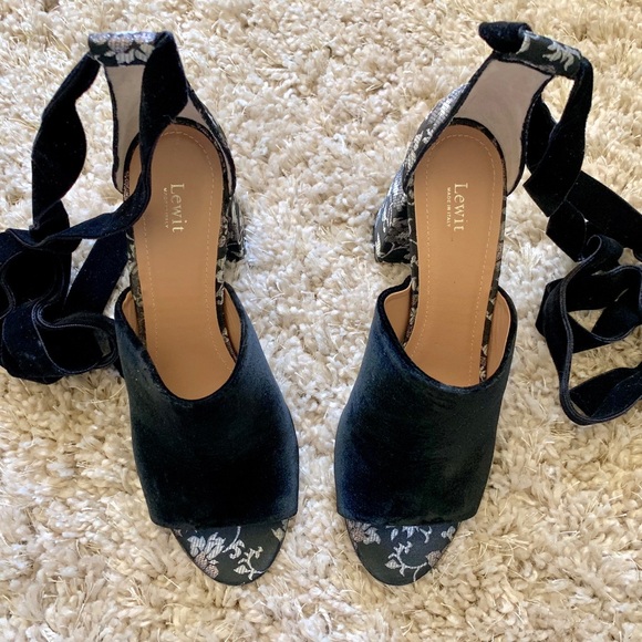 Lewit Mule Block Heel Sandals Velvet - Picture 8 of 8